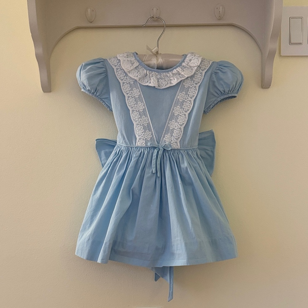 Cari Classic Vintage 1950s Lace Trimmed Dress with Large Bow Sash, 4T